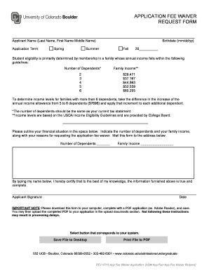 Application Fee Waiver Request Form