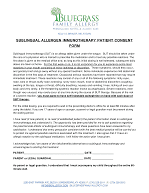 Sublingual Allergen Immunotherapy Patient Consent Form