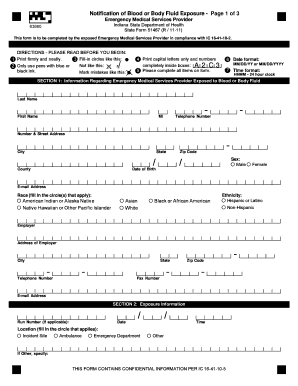 Indiana Blood or Body Fluid Exposure Notification Form