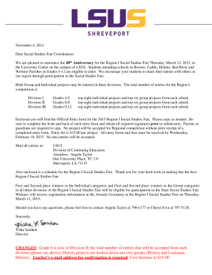 2015 Region I Social Studies Fair Entry Form