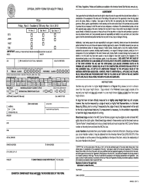 Fillable Online Blank Agility Entry - agilitytrialservicescom Fax Email ...