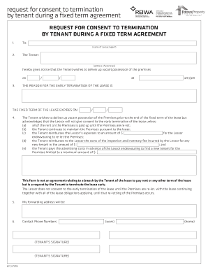 Request for Consent to Termination by Tenant