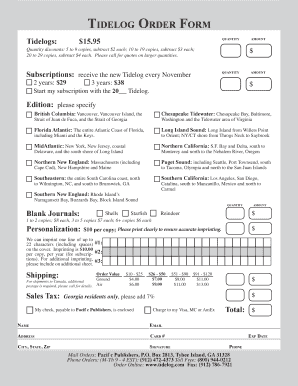 Tidelog Order Form