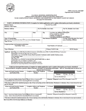 Application for Surety Bond Guarantee Assistance