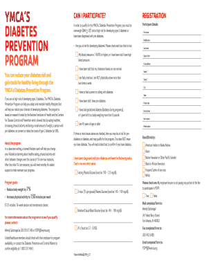 YMCA Diabetes Prevention Program Registration Form