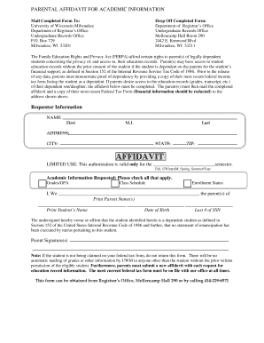 Parental Affidavit for Academic Information