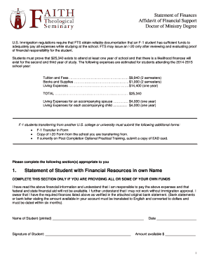 Affidavit of Financial Support for F-1 Students