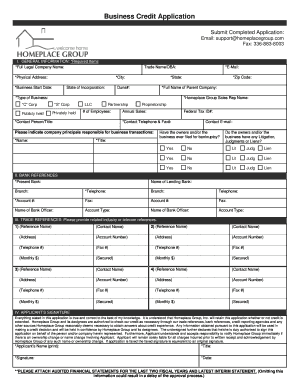 Business Credit Application Form
