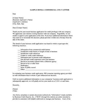 Commercial Credit Denial Letter
