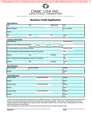 Business Credit Application Form