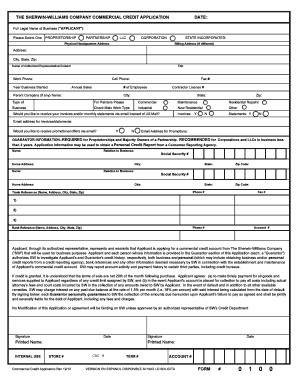 Sherwin-Williams Commercial Credit Application