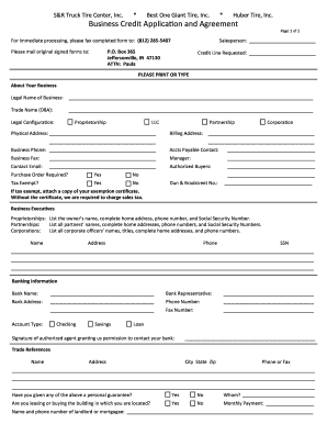 Business Credit Application and Agreement