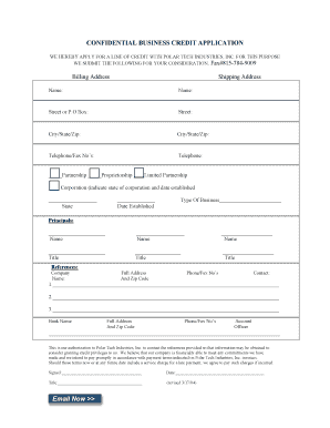 Confidential Business Credit Application