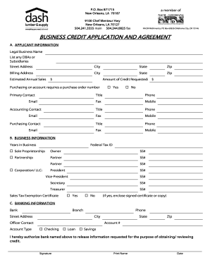 Business Credit Application and Agreement