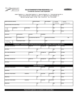 Confidential Business Credit Application