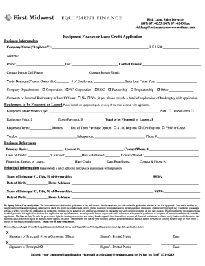 Equipment Finance or Lease Credit Application