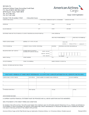 American Airlines Cargo Credit Application