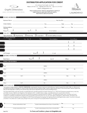Distributor Application for Credit