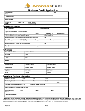 Business Credit Application Form