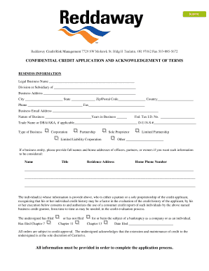 Reddaway Credit Application Form