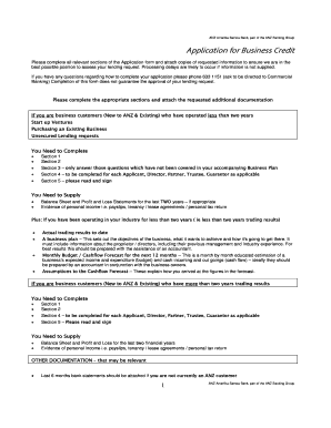 ANZ Business Credit Application