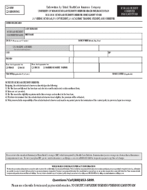 University of Miami Scholar Student Observer Health Insurance Plan Enrollment Form