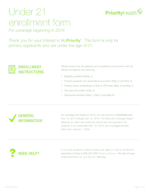 MyPriority Under 21 Enrollment Form