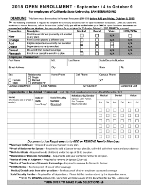 California State University Open Enrollment Form