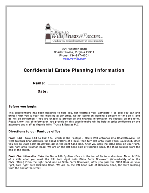 Virginia Wills and Trusts Estate Planning Questionnaire