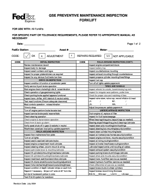 Forklift Preventive Maintenance Inspection Form