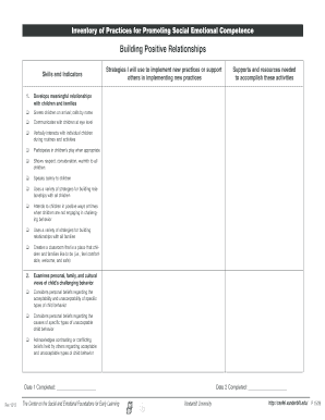 Inventory of Practices for Promoting Social Emotional Competence