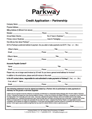 Credit Application – Partnership