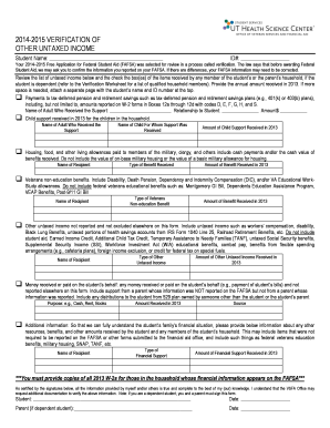 2014-2015 Verification of Other Untaxed Income