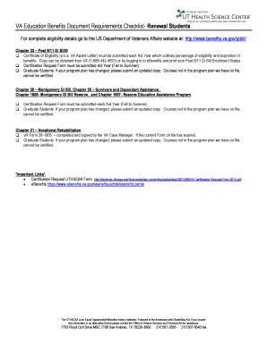 VA Education Benefits Certification Request Form