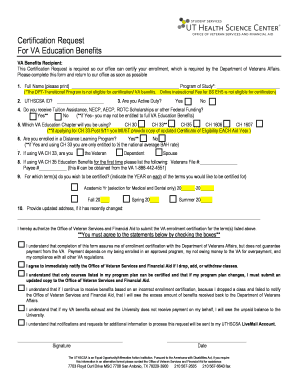 Certification Request for VA Education Benefits
