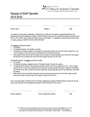 SNAP Benefits Receipt Form