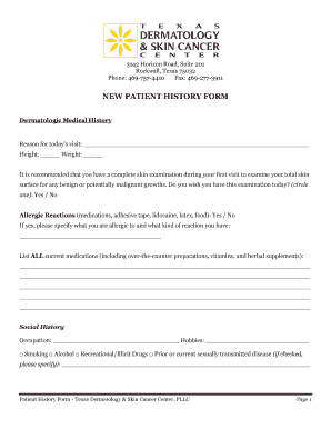 New Patient History Form