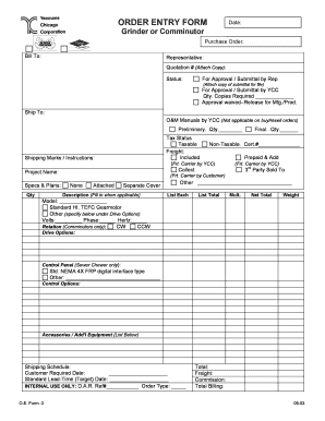 Order Entry Form