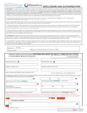 Employment Background Check Authorization Form