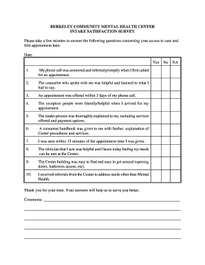 Berkeley Community Mental Health Intake Survey