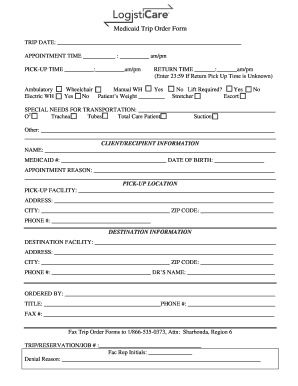 Medicaid Trip Order Form