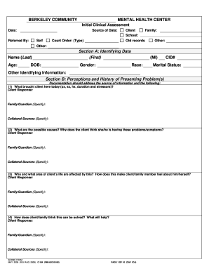 Initial Clinical Assessment Form