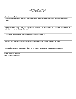 Personal Safety Plan ICA Addendum