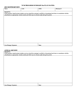 TCM Progress Summary Form