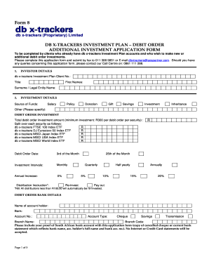 db x-trackers Investment Plan Debit Order Form