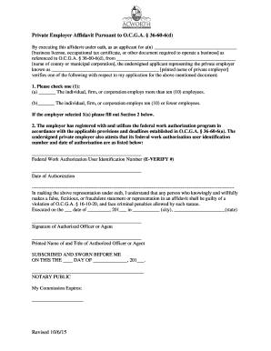 Private Employer Affidavit O.C.G.A. § 36-60-6(d)