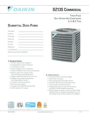 Commercial Air Conditioner Submittal Data Form