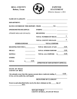 Bell County Expense Statement