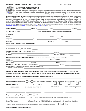 Veteran Application for Honor Flight San Diego