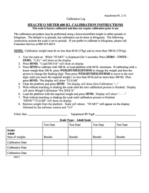 Health O Meter 600 KL Calibration Instructions